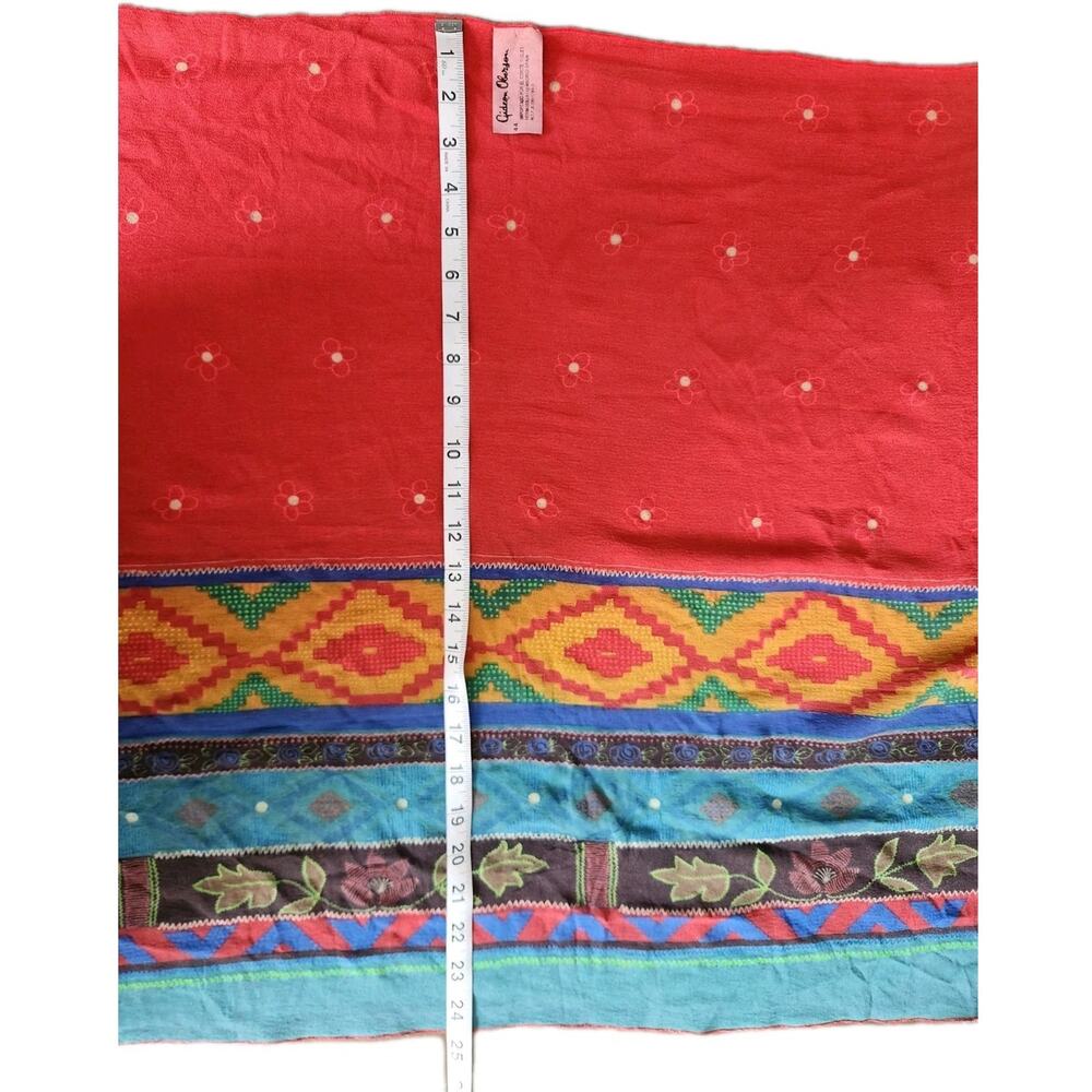 Gideon Oberson Multicolor Sarong Tie Wrap Skirt Cover Up 100% Silk Sz 44 /US 12 - Picture 8 of 9